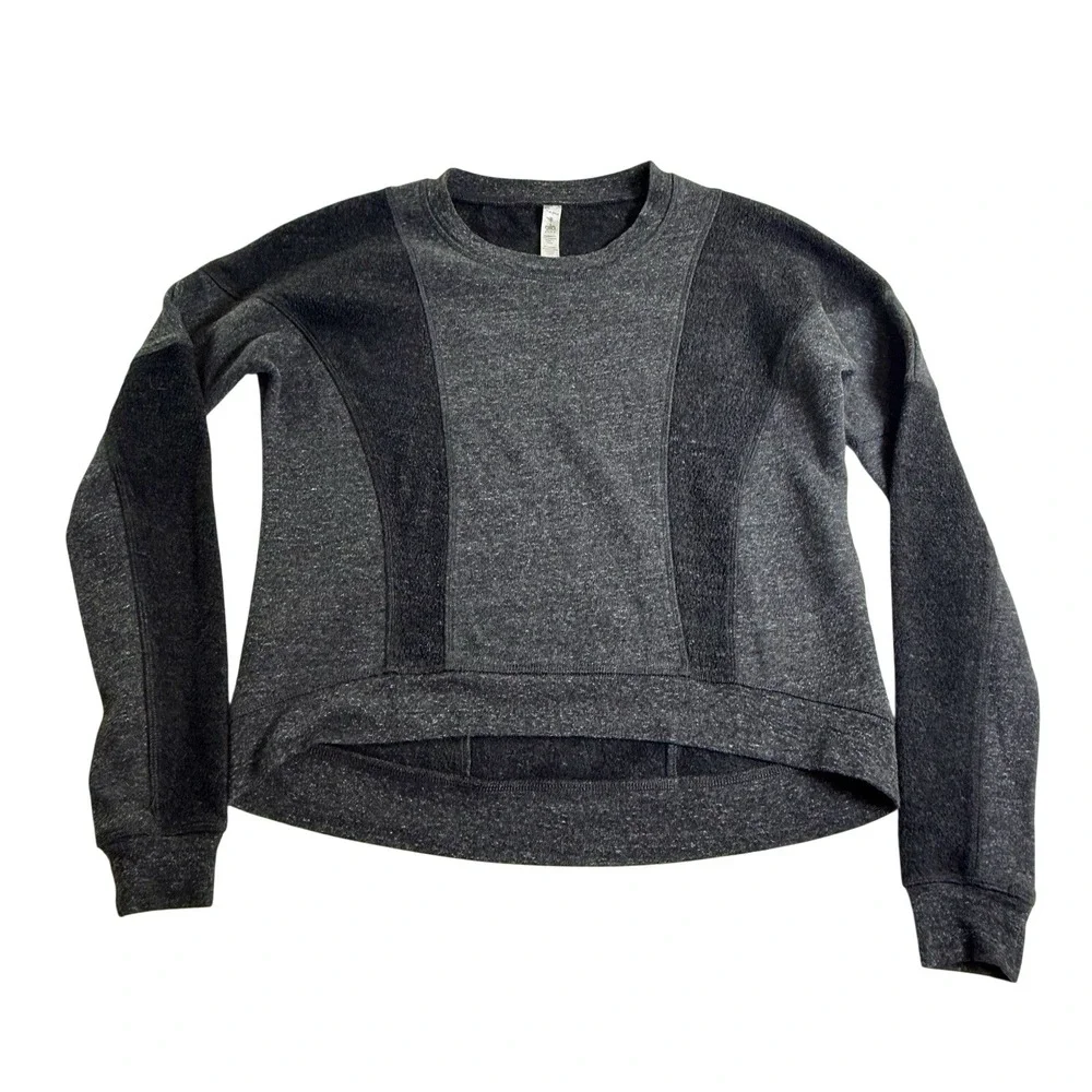 Alo Yoga Sweatshirt Womens S Gray Heathered Paneled‎ Crewneck W4263R
